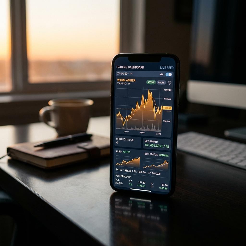 Tableau de bord de trading algorithmique Rente Lucavie sur smartphone